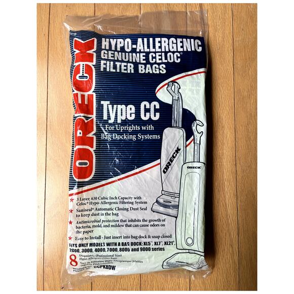 Oreck Type CC Genuine Hypo Allergenic Vacuum Bag 8 Count CCPK8DW - Picture 1 of 5